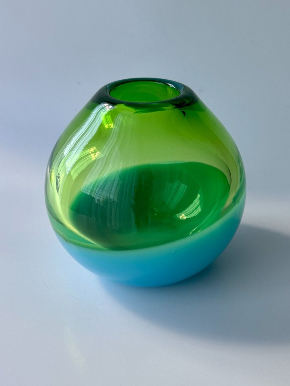 Ball Glass Bud Vase Blue & Green - Picture 4 of 17